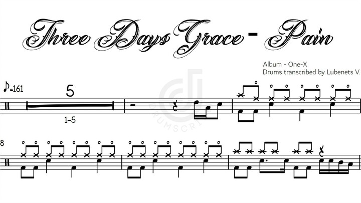 Three Days Grace - Pain (Drum transcription) | Drumscribe!