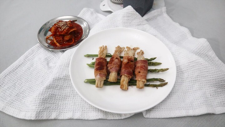 Bacon Wrapped Enoki Mushroom l Samgyeopsal Meat Idea