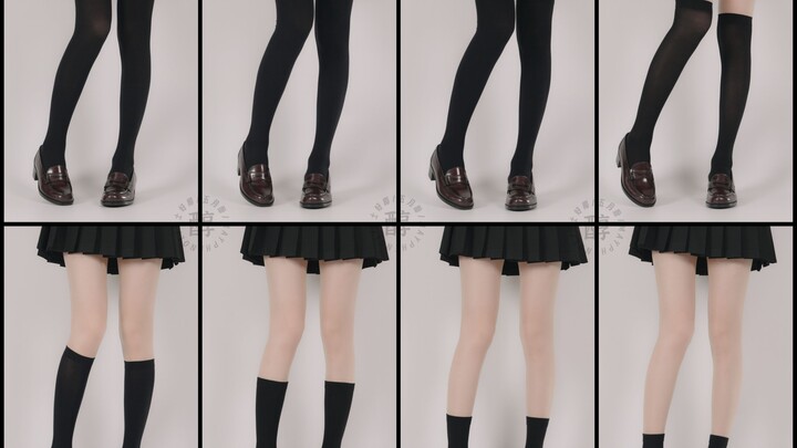 不同长度黑袜子试穿对比好椰版