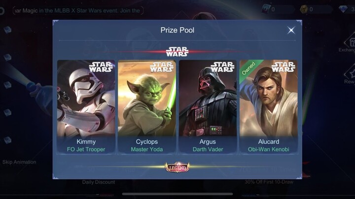 NEW! GET ONE OF STARWARDS SKIN? STARWARS EVENT MLBB - NEW EVENT MOBILE LEGENDS