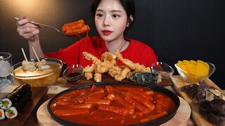 SUB)매콤달달 떡볶이에 순대 튀김 꼬마김밥 어묵까지! 분식 먹방 tteokbokki sundae gimbap mukbang asmr