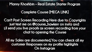 Manny Khoshbin  course  - Real Estate Starter Program download