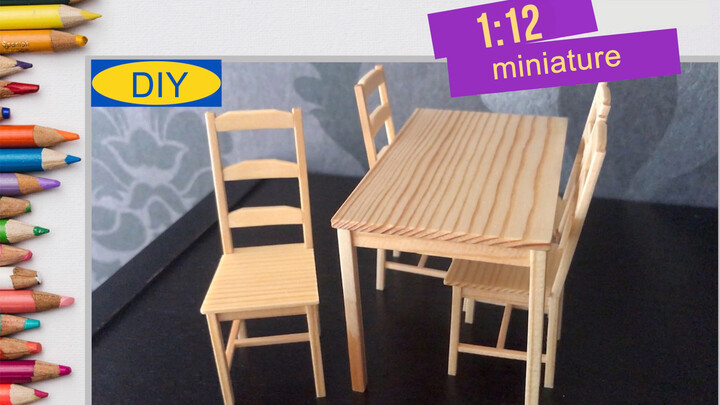 Handmade|Mini Wood Table and Chairs