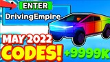 ALL NEW SECRET *FREE CASH* UPDATE CODES in DRIVING EMPIRE! (Roblox Driving Empire Codes) May 2022