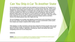 Can You Ship A Car To Another State