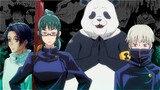 ALUMNOS DE SEGUNDO DE LA PREPARATORIA DE JUJUTSU: Toge Inumaki, Panda, Maki Zenin y Yuta Okkotsu