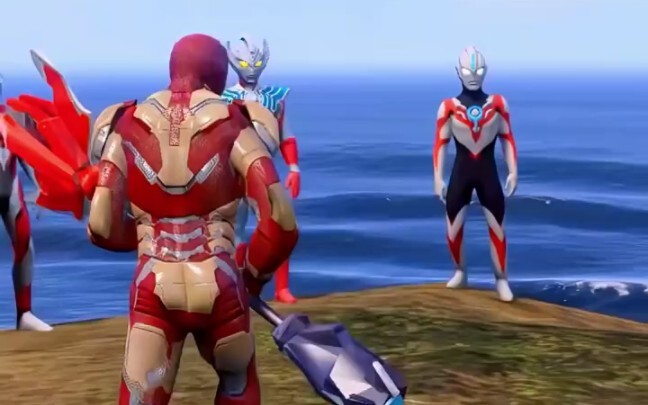 Ôi không, Người Sắt đã hất văng toàn bộ Ultraman xuống biển!