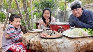 หนาวๆแบบนี้จัดชาบูกุ้งหัวมันๆชุดใหญ่ Very cold go well with Shabu Hot Pot