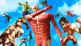 The Avengers vs Titans - Armored Titan, Colossal Titan, Eren | Size Comparison - Superheroes Battle