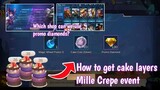 How to get cake layers Double 11 mille crepe event | how to use promo diamonds in mobile legends