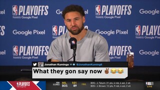 Klay Thompson: "I played angry. Andre's came up to me at end of game & said, 'Keep your composure.'"