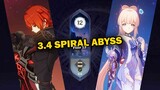 Vape Diluc and Hyperbloom Kokomi 3.4 Spiral Abyss Full Star Gameplay | Genshin Impact