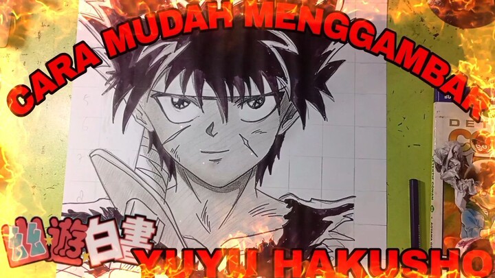 cara mudah menggambar anime Yuyu hakusho