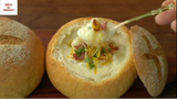 Japanese cooking : Baguette bowl with potato soup 1 #monNhat