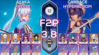 [F2P] Spiral Abyss 3.8 C0 Ayaka Freeze & C3 Candace Hyperbloom l Floor 12 9 stars Genshin Impact