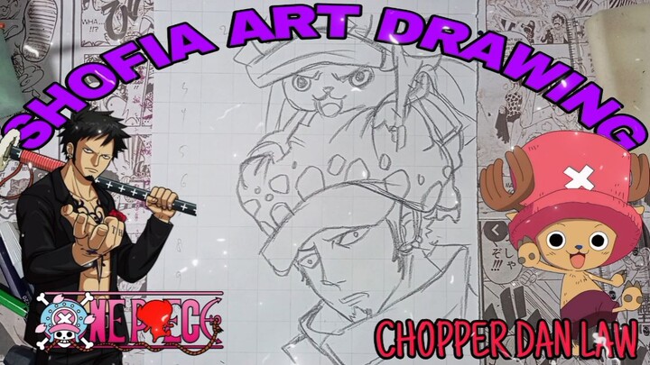 drawing chopper dan law dari anime one piece