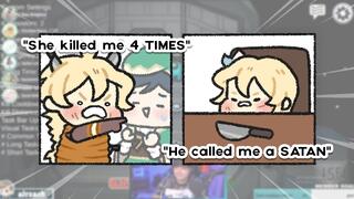 Aether and Lumine's VAs bickering like siblings in Among Us | Genshin Impact stream clip animatic