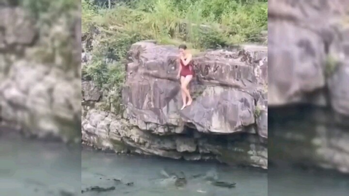 小姐姐这是不知道鳄鱼的死亡翻滚有多厉害啊！这下知道了吧！下辈子注意点！