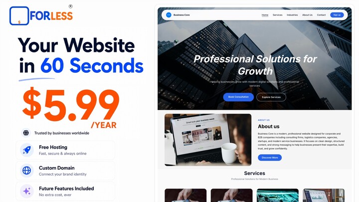 How to Build a Professional Website for Small Businesses | Only $5.99/Year | Forless