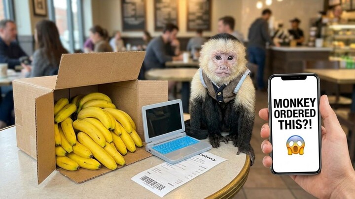 “He left his phone for just 5 minutes… and the monkey went SHOPPING! 🐒📱😂 The final order was abso