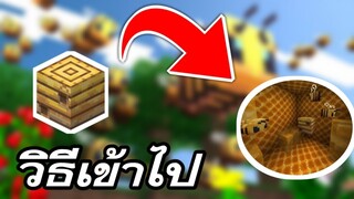 วิธีเข้าไป!! ในรังผึ้ง!!! (ทำได้จริงๆ ไม่ได้หลอก) | Minecraft PE