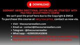 Siddhant Arora Directional Option Selling Strategy with Multiple Adjustments Course