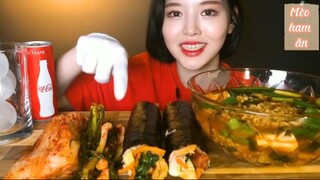 Mì ramen x2, hành xuân, trứng, cơm cuộn, hành ngâm, kimchi 1 #amthuc