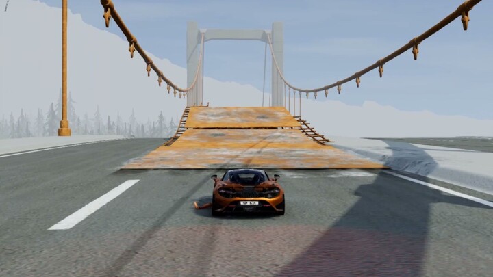 Big & Small McLaren Jump Over a HUGE Broken Bridge | BeamNG.drive