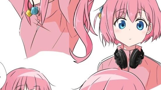 Pochi Kita Kouka with various hairstyles