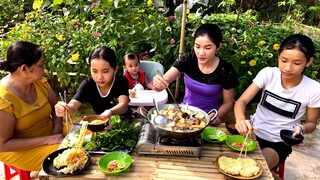 Ăn mừng vợ hết bệnh làm con gà hầm sả ăn với rau vườn | ATCL T130