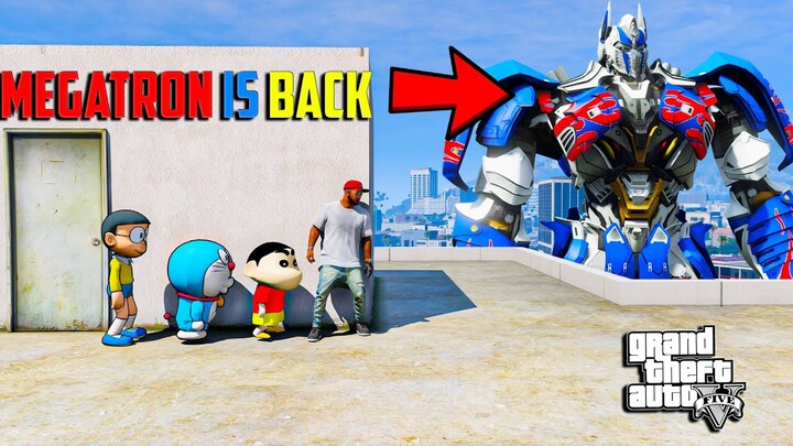 GTA 5 : Megatron Attack On Shinchan Franklin & Doraemon GTA 5 !