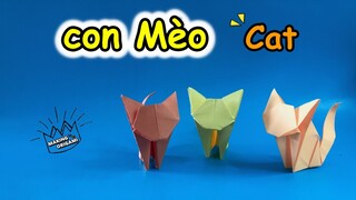 Cách gấp con mèo bằng giấy 🐈 How to make a paper cat 🐈 Gấp giấy hình con vật 🐈 dễ thương 👑PaperCraft