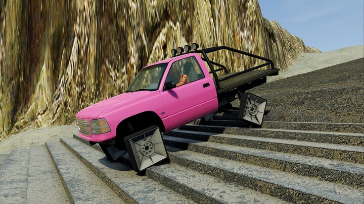 If a car goes down the stairs, it means the stairs have been "driven down" by the car.