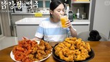 Real Mukbang:) Homemade Chicken & Beer ☆ Korean style spicy chicken