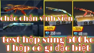 Free fire| test hộp skin súng 500 kim cương 1 hộp chắc chắn ra vĩnh viễn không