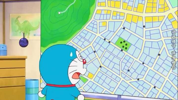 جعل دораيمون قطعتي الشطرنج بالأبيض والأسود اللتين تمثلان نوبيتا والعدو تلتصقان تلقائيًا على خريطة شا