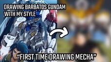 GUNDAM BARBATOS LUPUS WITH MIKAZUKI AUGUS | DRAWING TIMELAPSE NO COMMENTARY