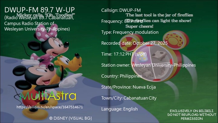 DWUP-FM - Radio Wesleyan 89.7 - Sign-off (October 27, 2025)
