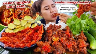 KENIKMATAN HAKIKI⁉️ CEKER LUNAK JENGKOL IKAN ASIN LALAPAN JENGKOL MENTAH SAMBAL MANGGA HUTAN