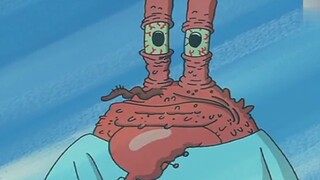 Mr. Krabs seems to be really old. He takes big pills and has someone helping him when he crosses the