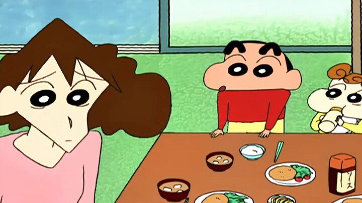 [Crayon Shin-chan] Hiroshi đang được nghỉ phép có lương. Bữa sáng là thịt heo chiên với súp miso và 