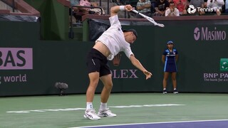 Tallon Griekspoor pulverises his racket against Zverev - Indian Wells 2024