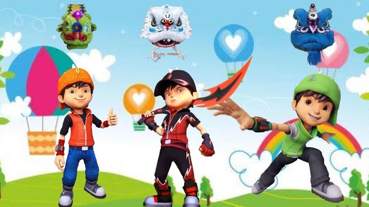 BOBOIBOY ELEMEN MENGGUNAKAN KEKUATANYA BERUBAH JADI BARONGSAI WARNA WARNI