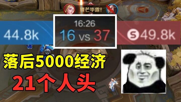 Despair! 5,000 gold deficit + 21 kills, with all five players having negative records.