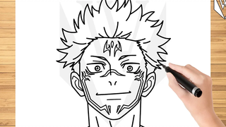 วิธีการวาด Sukuna Jujutsu Kaisen บาปทีละขั้นตอนการสอน ดาวน์โหลดฟรี หน้าระบายสี