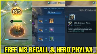 FREE M3 RECALL & NEW HERO PHYLAX & NEW EVENTS! | MOBILE LEGENDS