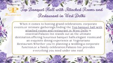 Top Banquet Hall with Attached Rooms and Restaurant in West Delhi