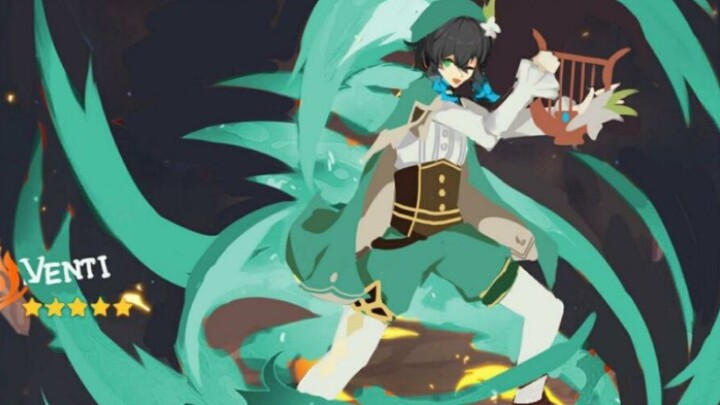 Genshin Impact 290 burst damage full talent Venti is here, hey hey take you to sweep the level 8 wor