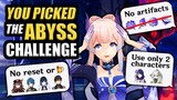 I let YOU choose the Abyss Challenge.. It was cursed | Genshin Impact
