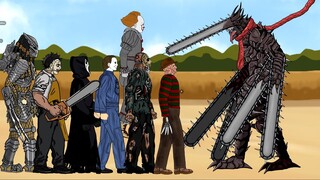 Devils Chainsaw Man Vs Jason Voorhees, Michael , Freddy , Pennywise, Pedator, Ghostface, Leatherface